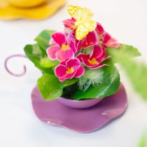 položky Kovová ozdobná šálka s podšálkou ružová V8cm Ø11,5cm 2ks