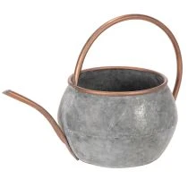 položky Kovová dekoratívna krhlica, vintage vidiecky štýl, záhradná dekorácia, na sadenie, strieborno-medená, D41cm Ø26cm V30cm