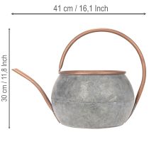 položky Kovová dekoratívna krhlica, vintage vidiecky štýl, záhradná dekorácia, na sadenie, strieborno-medená, D41cm Ø26cm V30cm