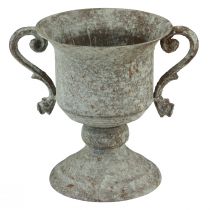 Kovová ozdobná trofej s rúčkou hnedá biela Ø13,5cm V19,5cm