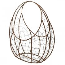 položky Drôtený košík Kovový kvetináč Jarná dekorácia Veľkonočný košík Hnedá patina V34cm L30cm