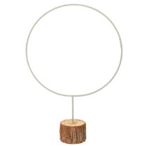 Článok Dekoratívny okrúhly prsteň na drevenom podstavci, kovový, na sušené kvety, 52 cm