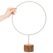 položky Dekoratívny okrúhly prsteň na drevenom podstavci, kovový, na sušené kvety, 52 cm