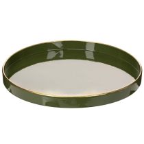 Článok Dekoratívny podnos v zelenej farbe so zlatým okrajom, moderný, 30 cm
