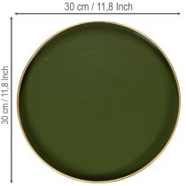 Článok Dekoratívny podnos v zelenej farbe so zlatým okrajom, moderný, 30 cm
