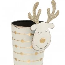 Článok Kvetináč soba adventná dekorácia Kovová dekorácia kvetináč na Vianoce Biela zlatá V28cm Ø8,5cm