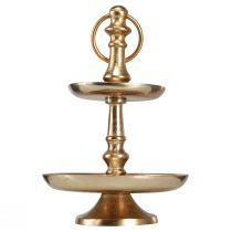 Článok Minietagere kovová dekorácia zlatá matná 2-poschodová stolová dekorácia V22cm