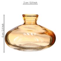 položky Mini sklenené vázy cibuľovité ploché oranžové Ø9cm 6 ks