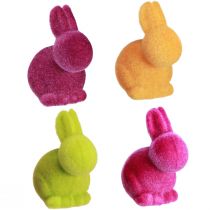 položky Mini zajačiky Farebné veľkonočné zajačiky flockované rôzne – 2. výber – výška 6cm 12 ks