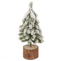 položky Mini vianočný stromček drevený podstavec zelený biely Ø8cm H18cm 3ks
