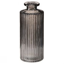 položky Mini vázičky sklenené vázy sivé drážky dekor Ø5cm V13cm 6 ks
