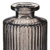 položky Mini vázičky sklenené vázy sivé drážky dekor Ø5cm V13cm 6 ks
