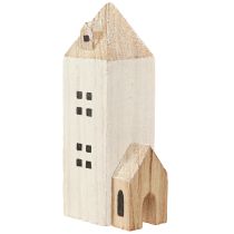 Článok Mini vianočná dedinka drevená dekorácia biela prírodná V13/7cm 6 ks