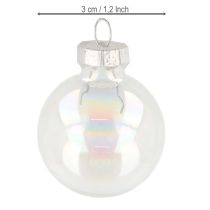 položky Mini vianočné sklenené gule, dúhové, číre, 3 cm, 22 kusov