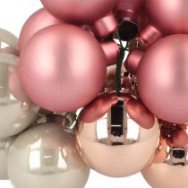 položky Mini vianočné gule zo skla, ružovo-sivý drôt Ø40mm, 32 ks