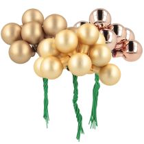 položky Mini vianočné gule zlatá ruža zrkadlové bobule 2 cm 140 kusov