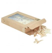 položky Mini motýliky Kovová bodkovacia dekorácia zlatá 3cm 50 ks