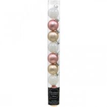 položky Mini vianočné gule krémové, ružové, biele pravé sklo Ø3cm 9ks