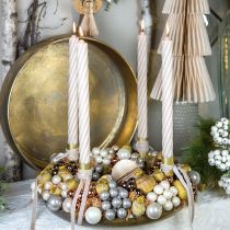 položky Mini vianočné gule krémovo šedé sklenené zrkadlové bobule Ø25mm 140 ks