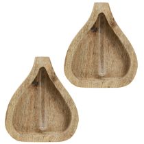 položky Mini vázička sklenená skúmavka číra drevená dekorácia prírodná H17cm 2ks