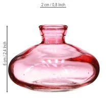 položky Mini vázy sklenené cibuľovité ploché ružové tónované Ø9cm V6cm 6 ks