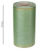 položky Moaré stuha na veniec šalviovo zelená so zlatým okrajom - 175 mm x 25 m - ozdobná stuha na kvetinárstvo a oslavy