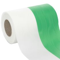 položky Moaré stuha na veniec zeleno-biela 150 mm, ozdobná stuha, mašľová stuha, taftová kvalita 25 m