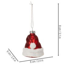 Článok Vianočné gule v tvare mikulášskej čiapky zo skla 8 cm, 6 ks