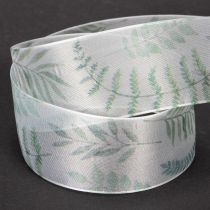 položky Organzová stuha, šifónová stuha, listnaté konáre, zelená, 40 mm, 15 m