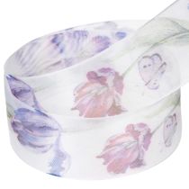 položky Organzová stuha, šifónová stuha, papagájové tulipány, fialová, 40 mm, 18 m
