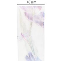 položky Organzová stuha, šifónová stuha, papagájové tulipány, fialová, 40 mm, 18 m