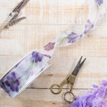 položky Organzová stuha, šifónová stuha, papagájové tulipány, fialová, 40 mm, 18 m