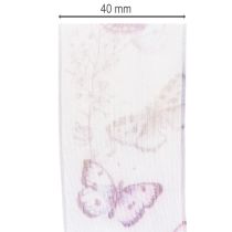 položky Organzová stuha, šifónová stuha, motýle, fialová, 40mm, 18m