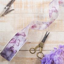 položky Organzová stuha, šifónová stuha, motýle, fialová, 40mm, 18m