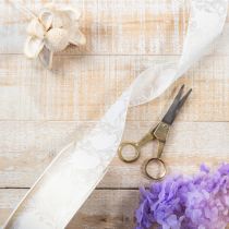 položky Organzová stuha, krémová, ozdobná stuha so srdiečkami, šírka 40 mm, dĺžka 15 m