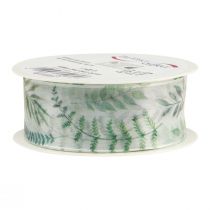 položky Organzová stuha šifónová stuha listy konáre zelené 40mm 15m