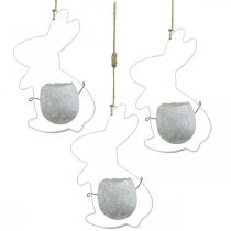 položky Veľkonočná dekorácia na zavesenie, dekorácia zajac s vajíčkom, kraslica na výsadbu Biela V24,5cm 3ks