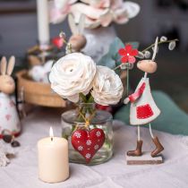 položky Veľkonočná dekorácia, králik vyrobený z kovu, jarná dekorácia, veľkonočný zajačik s kvetom červený, béžový V21cm 2ks