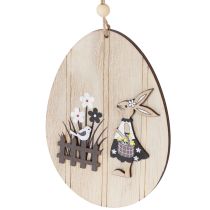 položky Závesné veľkonočné vajíčka, drevené vajíčko s králikom, prírodná biela, 13 cm, 6 kusov