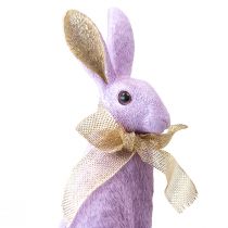 položky Dekorácia veľkonočného zajačika Ozdobná figúrka sediaci králik fialový zlatý V25cm