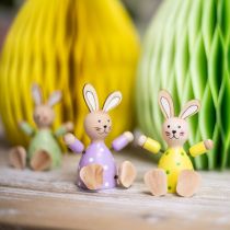 položky Veľkonočné zajačiky farebné drevené zajačiky bodkovaná dekorácia na stôl V8cm 4ks