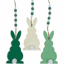 položky Veľkonočné zajačiky na zavesenie, jarná dekorácia, prívesok, ozdobné zajačiky zelené, biele 3 kusy