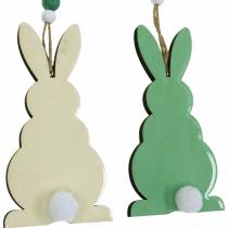 položky Veľkonočné zajačiky na zavesenie, jarná dekorácia, prívesok, ozdobné zajačiky zelené, biele 3 kusy