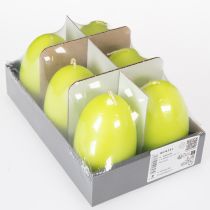 položky Veľkonočné sviečky, vajcovité, veľkonočné sviečky v tvare vajca, limetkovo zelené, 9 cm, 20 h, 6 kusov