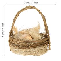 položky Veľkonočný košík s prepeličími vajíčkami umelý košík na vajíčka vinič Ø12cm 2 ks