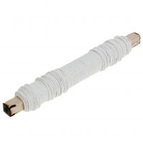 Papierová šnúra omotaná drôtom Ø0,8mm 22m biela