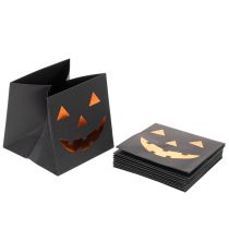 položky Papierové vrecko na kvetináč s tekvicovou tvárou Halloween dekorácia 10 cm 6 ks