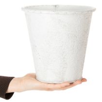 Článok Kvetináč s ornamentmi, kovová dekorácia biela, sivá Ø20,5 cm V19,5 cm