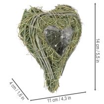 položky Dekoratívne srdce z prírodnej trávy s fóliovou vložkou, 14 cm, 2 kusy
