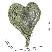 položky Miska v tvare srdca z prírodnej trávy s fóliou na výsadbu, 38 cm